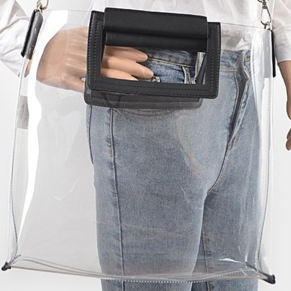 Clear Transparent Large Crossbody Tote - W/ Black Accents - NWT - Picture 7 of 8